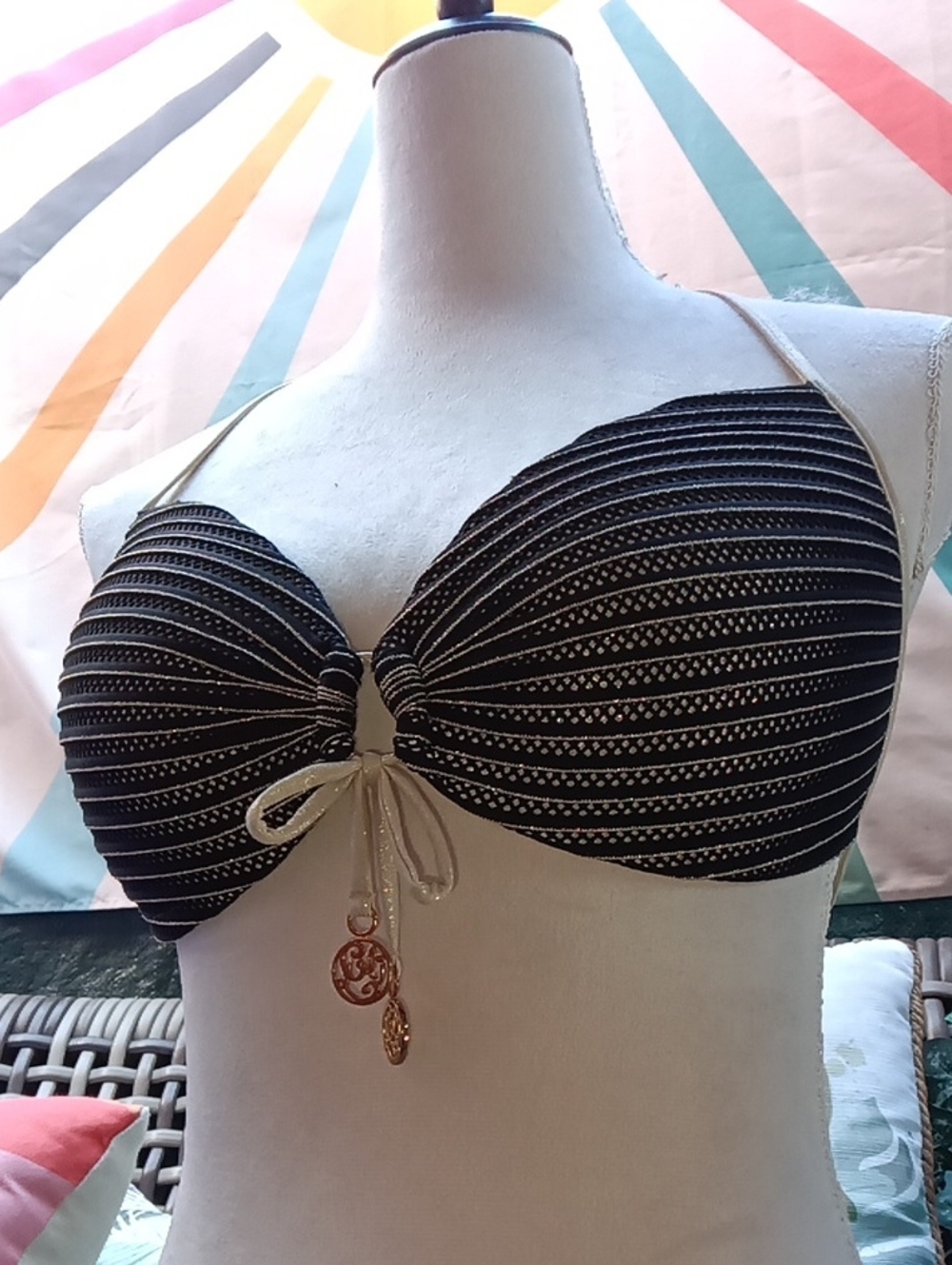 Luli Fama Sz XL EUC Women's Moon Over Miami Molded Push-Up Halter Bikini Top